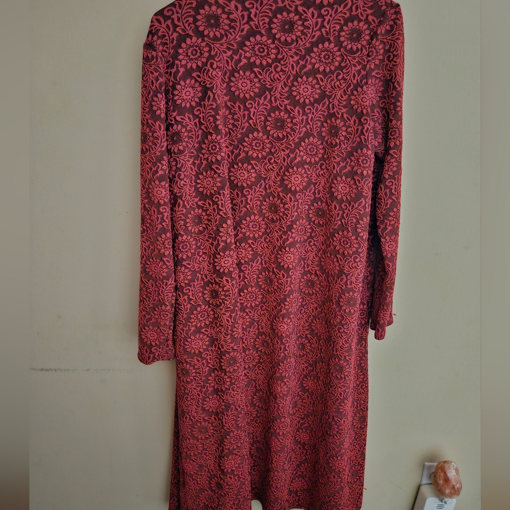 LuLaRoe | Sarah Cardigan | M | Duster | Rust | Textured | Mid-Calf | Floral - Picture 2 of 7